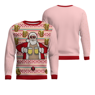 Fill Me Up Santa Beverage Dispenser Ugly Chirstmas Sweater Powder Pink – Moonbestprint