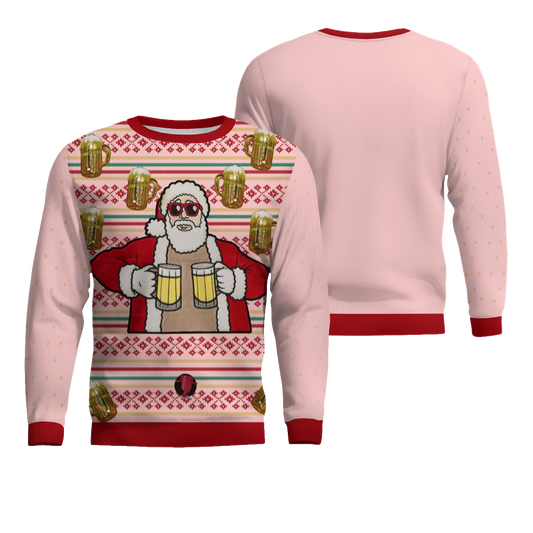 Fill Me Up Santa Beverage Dispenser Ugly Chirstmas Sweater Powder Pink – Moonbestprint