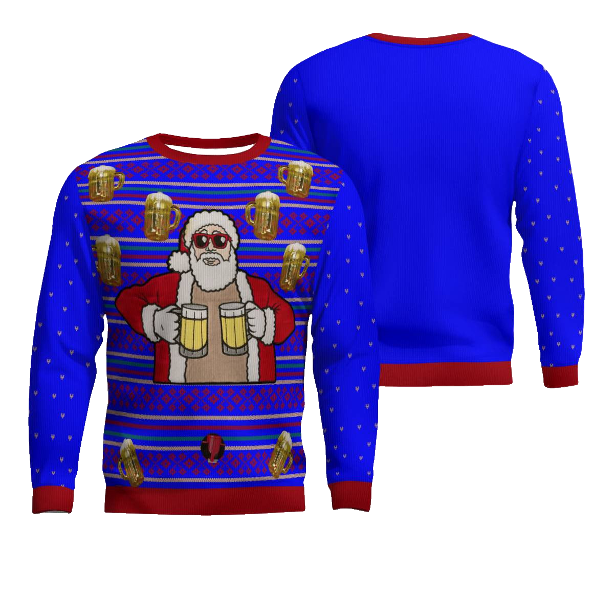 Fill Me Up Santa Beverage Dispenser Ugly Chirstmas Sweater Blue – Moonbestprint