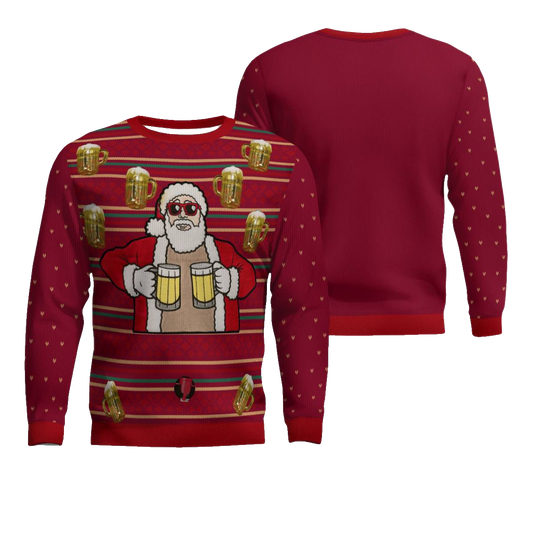 Fill Me Up Santa Beverage Dispenser Ugly Chirstmas Sweater Burgundy – Moonbestprint
