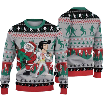 Elvis Presley With Santa Christmas Ugly Sweater – Moonbestprint