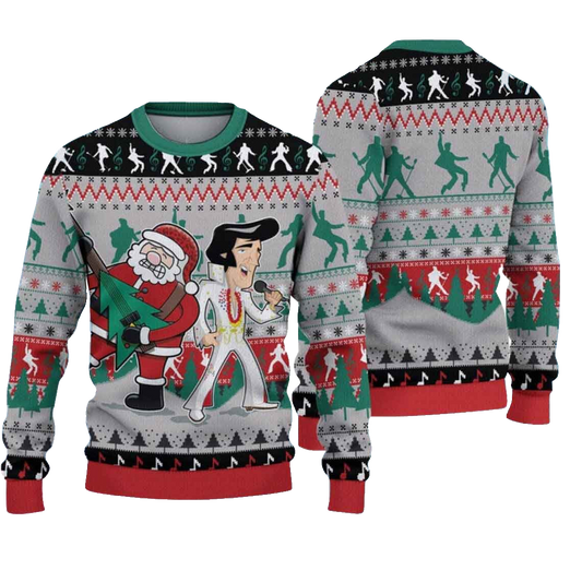 Elvis Presley With Santa Christmas Ugly Sweater – Moonbestprint