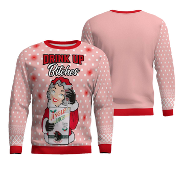 Drink Up Bitches Ugly Christmas Sweater Powder Pink – Moonbestprint
