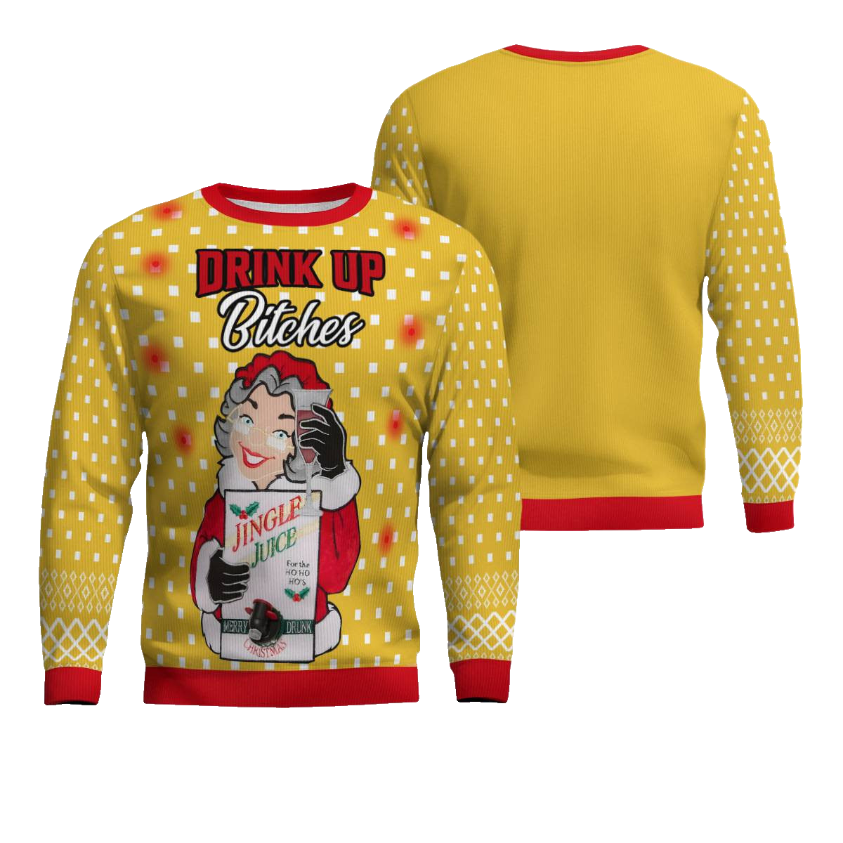 Drink Up Bitches Ugly Christmas Sweater Gold Metallic – Moonbestprint