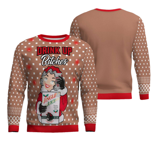 Drink Up Bitches Ugly Christmas Sweater Mocha Mousse – Moonbestprint