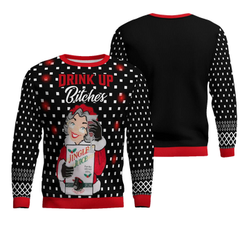 Drink Up Bitches Ugly Christmas Sweater Black – Moonbestprint