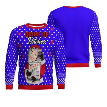 Drink Up Bitches Ugly Christmas Sweater Blue – Moonbestprint