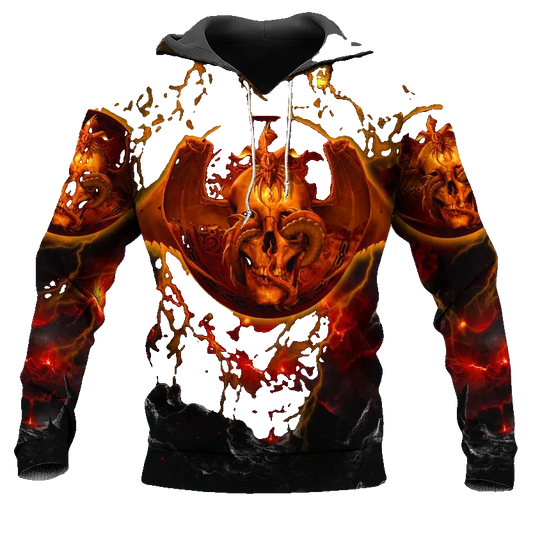 Dragons Dissent Skull 3D All Over Print Hoodie -Moonbestprint