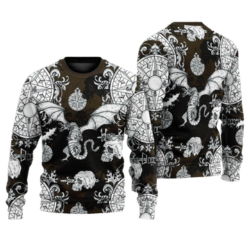 Dragon Flying With Skull Gothic Style Ugly Christmas Sweater – Moonbestprint