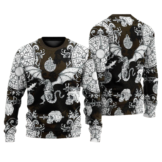 Dragon Flying With Skull Gothic Style Ugly Christmas Sweater – Moonbestprint