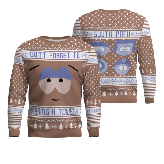 Don't Forget To Bring a Towel Ugly Christmas Sweater Mocha Mousse – Moonbestprint