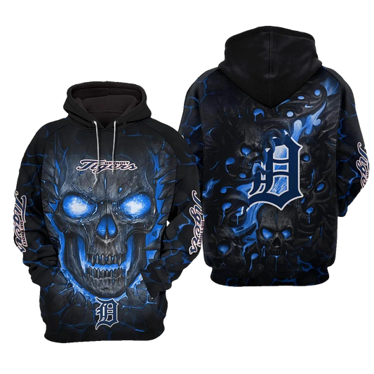 Detroit Tigers Lava Skull 3D MLB All Over Print Hoodie -Moonbestprint