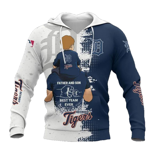 Detroit Tigers All Dad And Son Over Print MLB All Over Print Hoodie -Moonbestprint