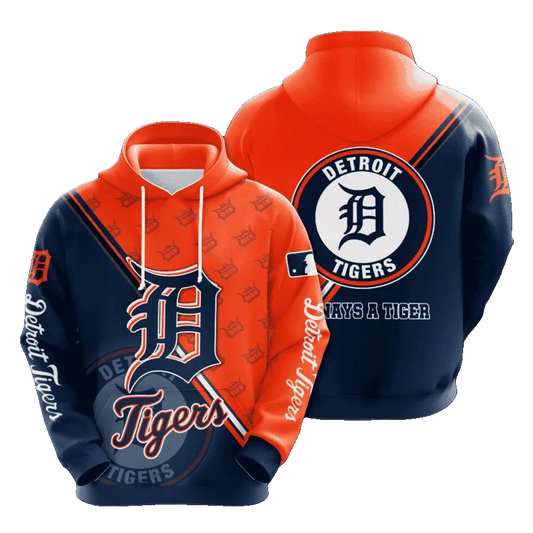 Detroit Tigers Big Logo 3D MLB All Over Print Hoodie -Moonbestprint