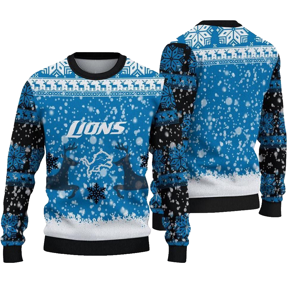 Detroit Lions Reindeer Football Ugly Christmas Sweater – Moonbestprint