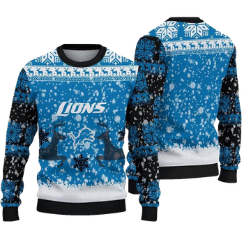 Detroit Lions Reindeer Football Ugly Christmas Sweater – Moonbestprint