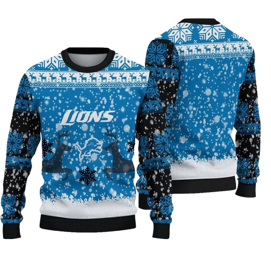 Detroit Lions Reindeer Football Ugly Christmas Sweater – Moonbestprint