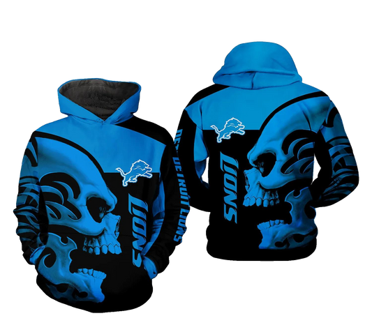 Detroit Lions NFL Skull NFL 3D All Over Print Hoodie -Moonbestprint