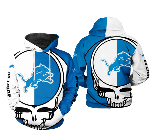 Detroit Lions NFL Grateful Dead NFL 3D All Over Print Hoodie -Moonbestprint