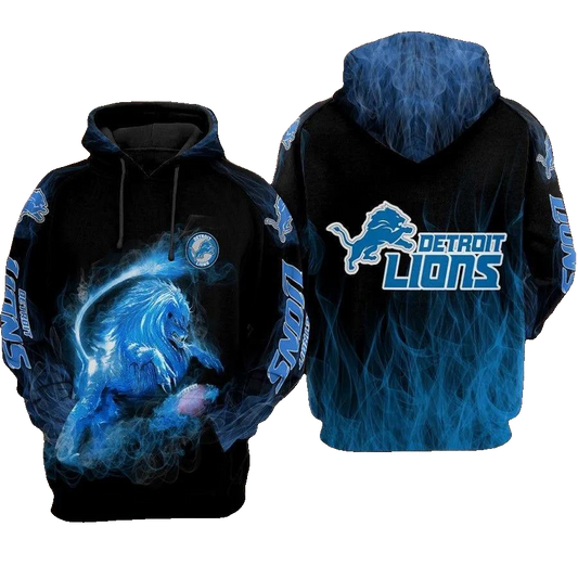 Detroit Lions Nfl Football Lions Smoke NFL 3D All Over Print Hoodie -Moonbestprint