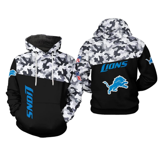 Detroit Lions NFL Camo Veteran Team NFL 3D All Over Print Hoodie -Moonbestprint