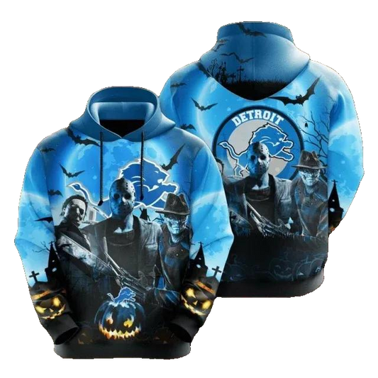 Detroit Lions Horror Halloween NFL 3D All Over Print Hoodie -Moonbestprint