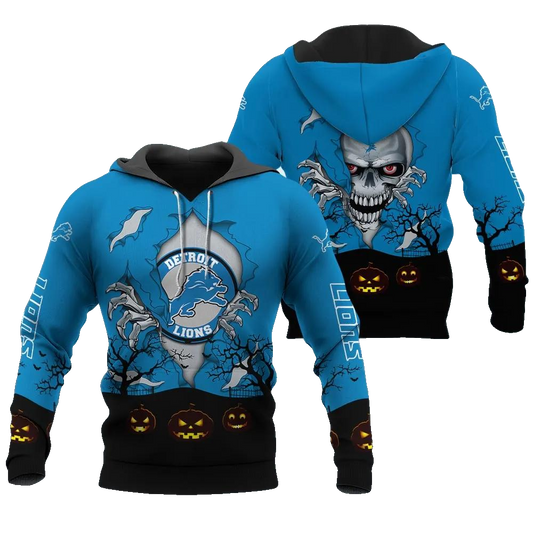 Detroit Lions Halloween 3D NFL All Over Print Hoodie -Moonbestprint