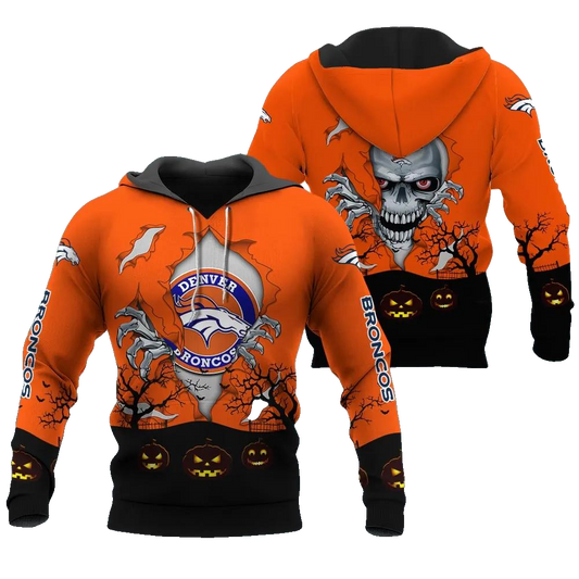 Denver Broncos Halloween 3D NFL All Over Print Hoodie -Moonbestprint
