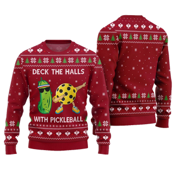 Deck The Halls With Pickleball Ugly Christmas Sweater Red – Moonbestprint