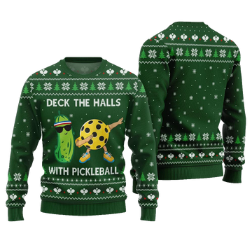 Deck The Halls With Pickleball Ugly Christmas Sweater Green – Moonbestprint