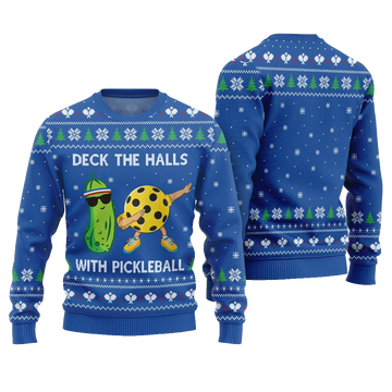 Deck The Halls With Pickleball Ugly Christmas Sweater Blue – Moonbestprint