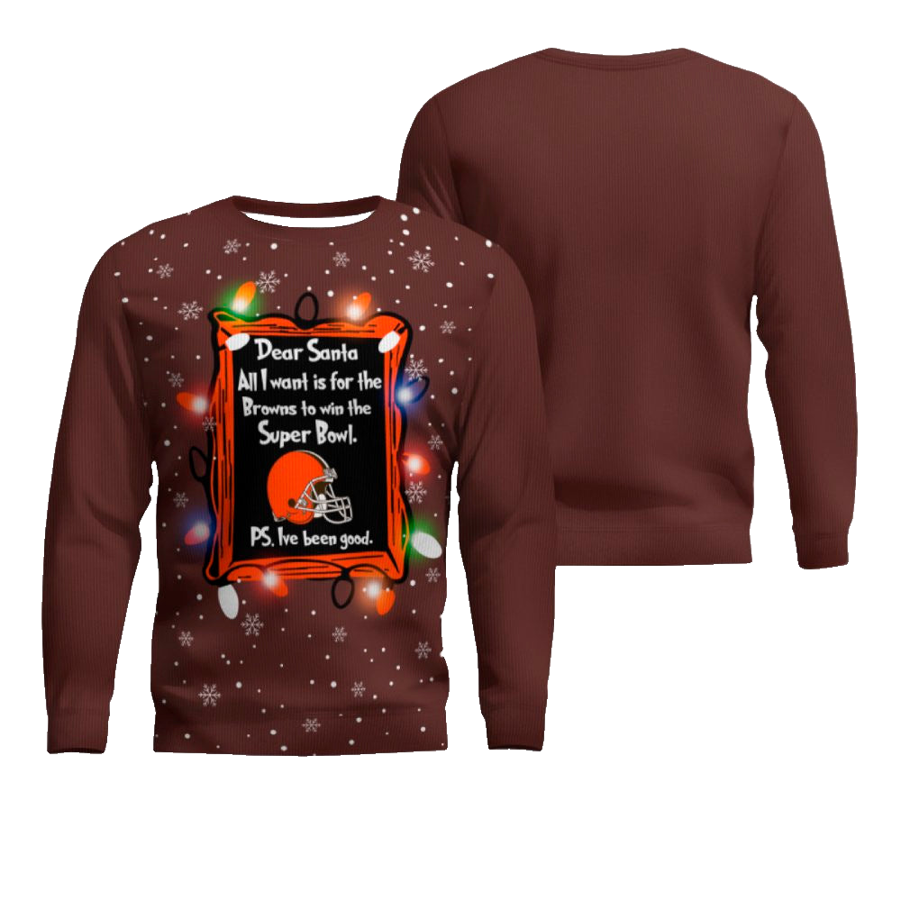 Dear Santa All I Want Is For The Browns To Win Ugly Christmas Sweater – Moonbestprint