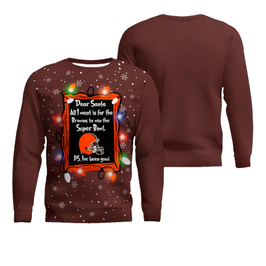 Dear Santa All I Want Is For The Browns To Win Ugly Christmas Sweater – Moonbestprint