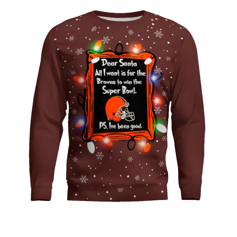 Dear Santa All I Want Is For The Browns To Win Ugly Christmas Sweater – Moonbestprint