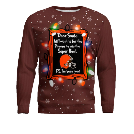 Dear Santa All I Want Is For The Browns To Win Ugly Christmas Sweater – Moonbestprint