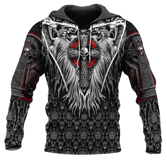 Death Angel Cross Skull 3D All Over Print Hoodie -Moonbestprint