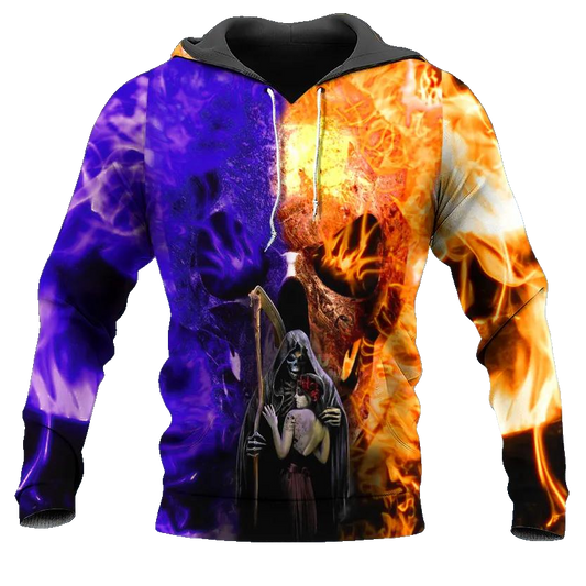 Dead Kiss Mixed Colors Skull 3D All Over Print Hoodie -Moonbestprint