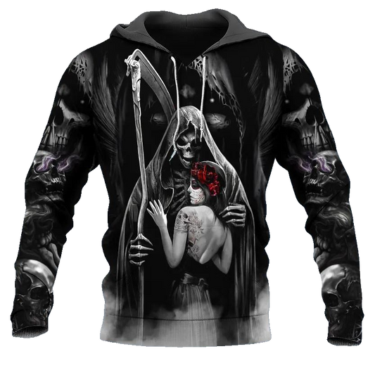 Dead Kiss Skull 3D All Over Print Hoodie -Moonbestprint