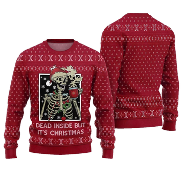 Dead Inside But It's Christmas Ugly Sweater - Moonbestprint