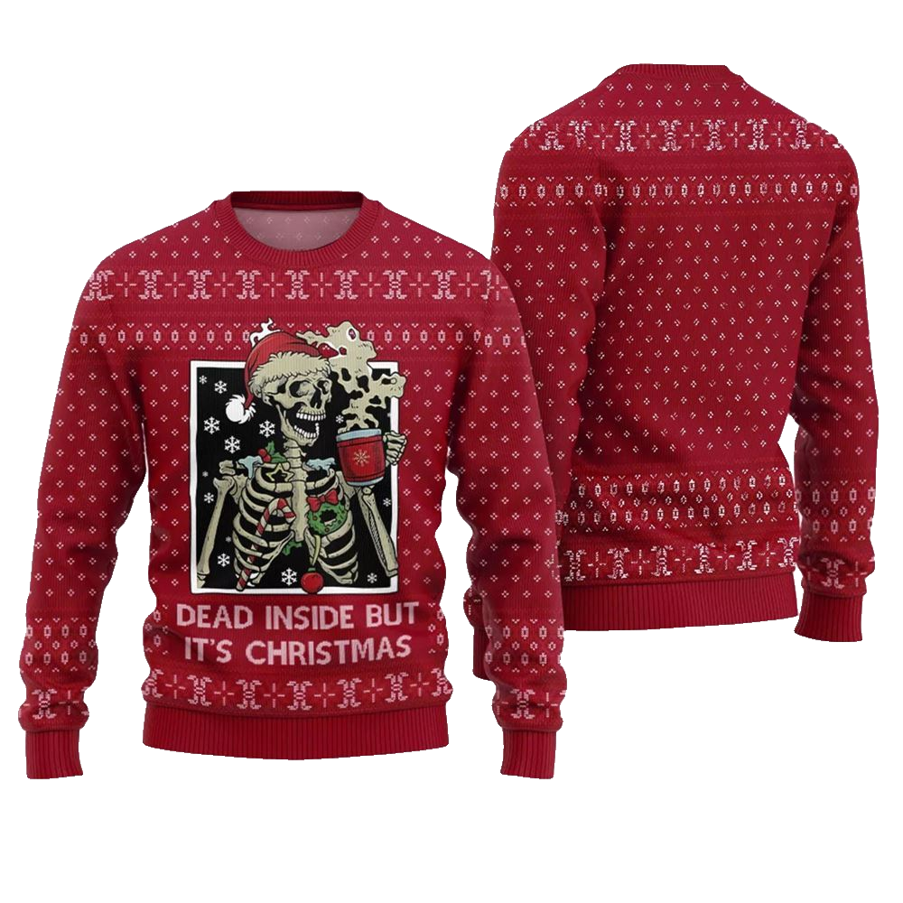 Dead Inside But It's Christmas Ugly Sweater - Moonbestprint