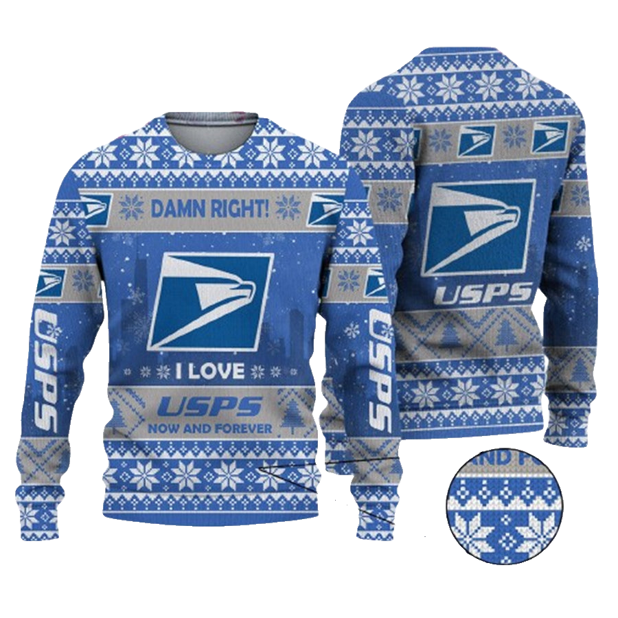 Damn Right I Love Usps Now And Forever Ugly Christmas Sweater – Moonbestprint