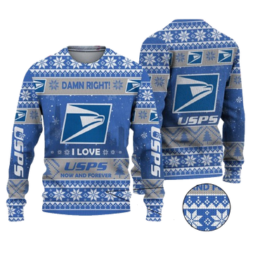 Damn Right I Love Usps Now And Forever Ugly Christmas Sweater – Moonbestprint