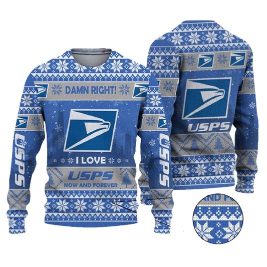 Damn Right I Love Usps Now And Forever Ugly Christmas Sweater – Moonbestprint