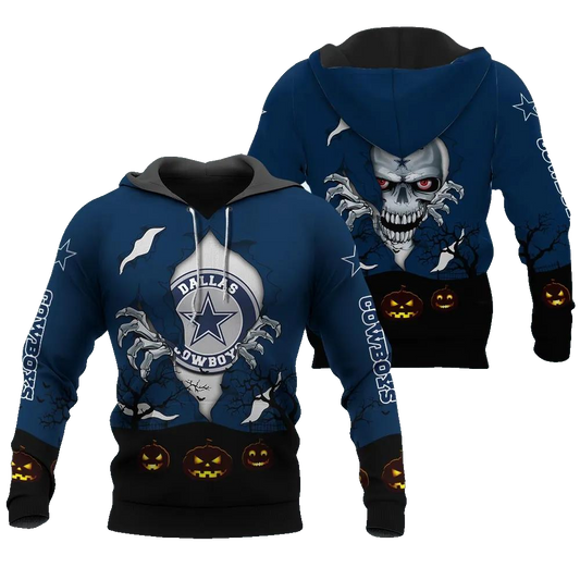 Dallas Cowboys Halloween 3D NFL All Over Print Hoodie -Moonbestprint