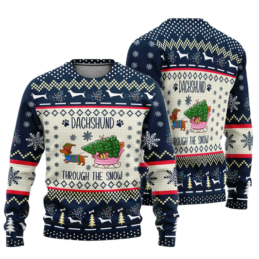 Dachshund Through The Snow Christmas Ugly Sweater 2025 – Moonbestprint