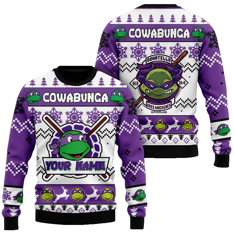 Custom Name Teenage Mutant Ninja Turtles Donatello Does Machines Ugly Christmas Sweater 2025 Purple – Moonbestprint