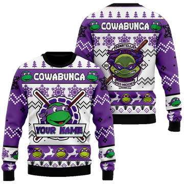 Custom Name Teenage Mutant Ninja Turtles Donatello Does Machines Ugly Christmas Sweater 2025 Purple – Moonbestprint