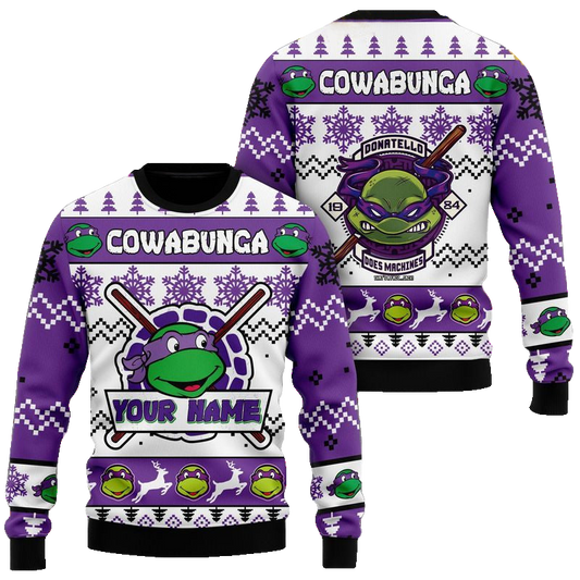 Custom Name Teenage Mutant Ninja Turtles Donatello Does Machines Ugly Christmas Sweater 2025 Purple – Moonbestprint