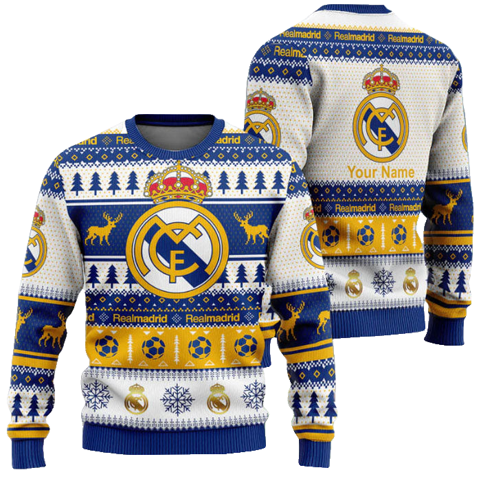 Custom Name Real Madrid Football Club Ugly Christmas Sweater 2025 – Moonbestprint
