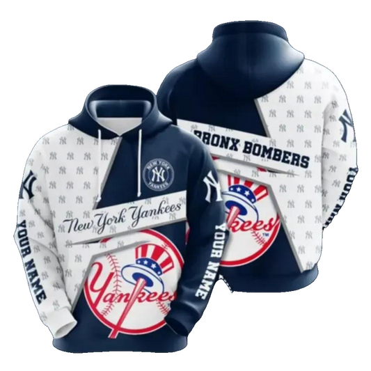 Custom Name New York Team Yankees Big Logo 3D MLB All Over Print Hoodie -Moonbestprint